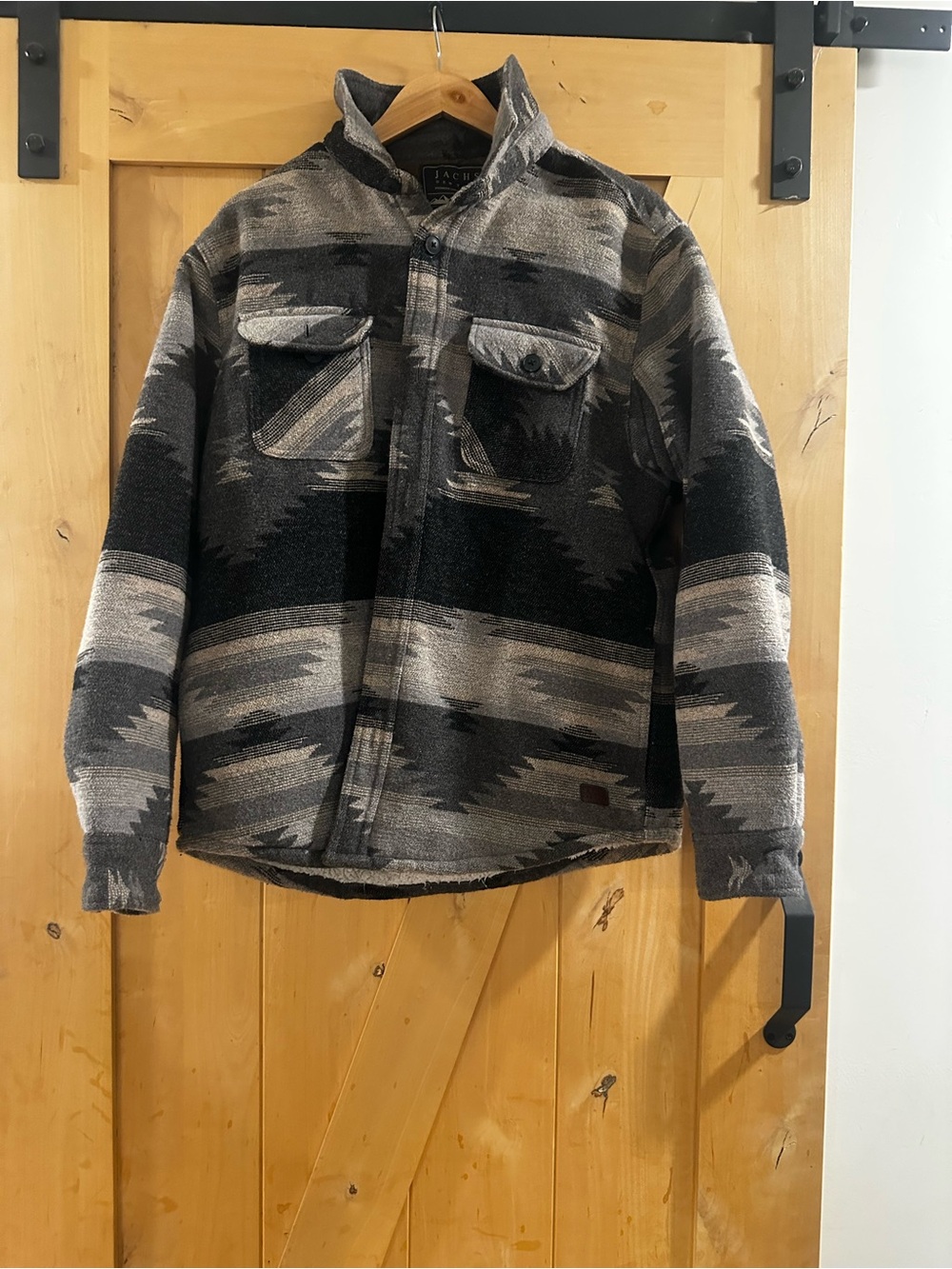 Jachs Men's Black and Gray Patterned Shirt Jacket